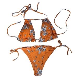 SHEIN Orange Floral Bikini Set